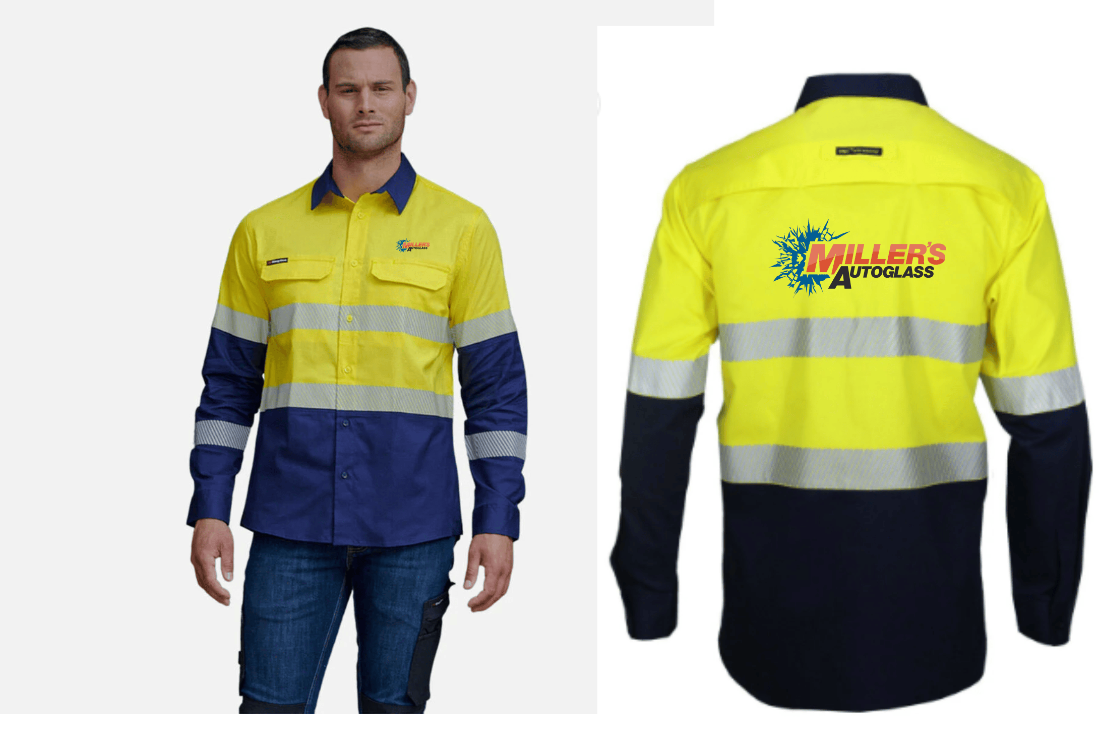 Millers Autoglass Pro Hi Vis Reflective Long Sleeve Work Shirt K54028